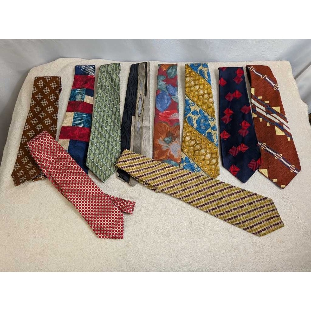 Lot 10 Vintage Retro Mens Ties - Assorted Patterns Styles Brands - Picture 2 of 11